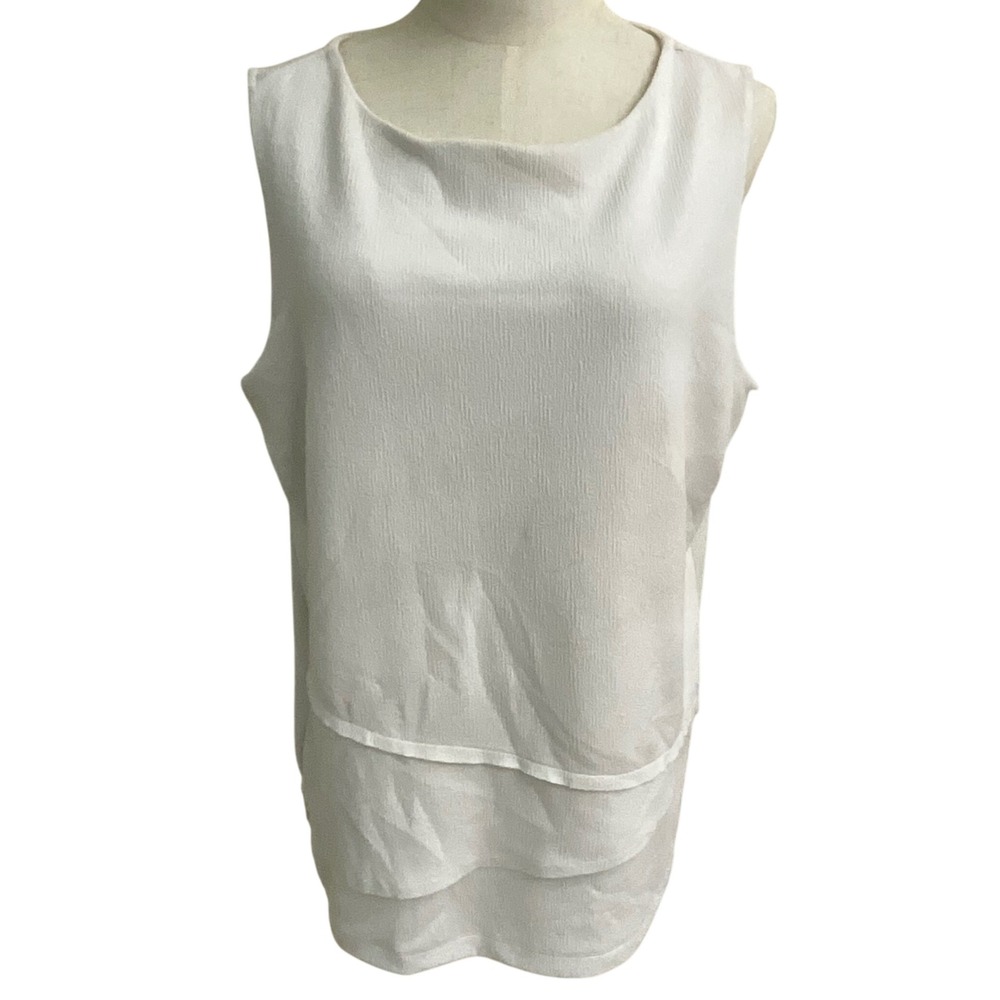 Chico's Easywear Sleeveless Layered Tank Top Women's Size 2 Beige Casual Blouse‎